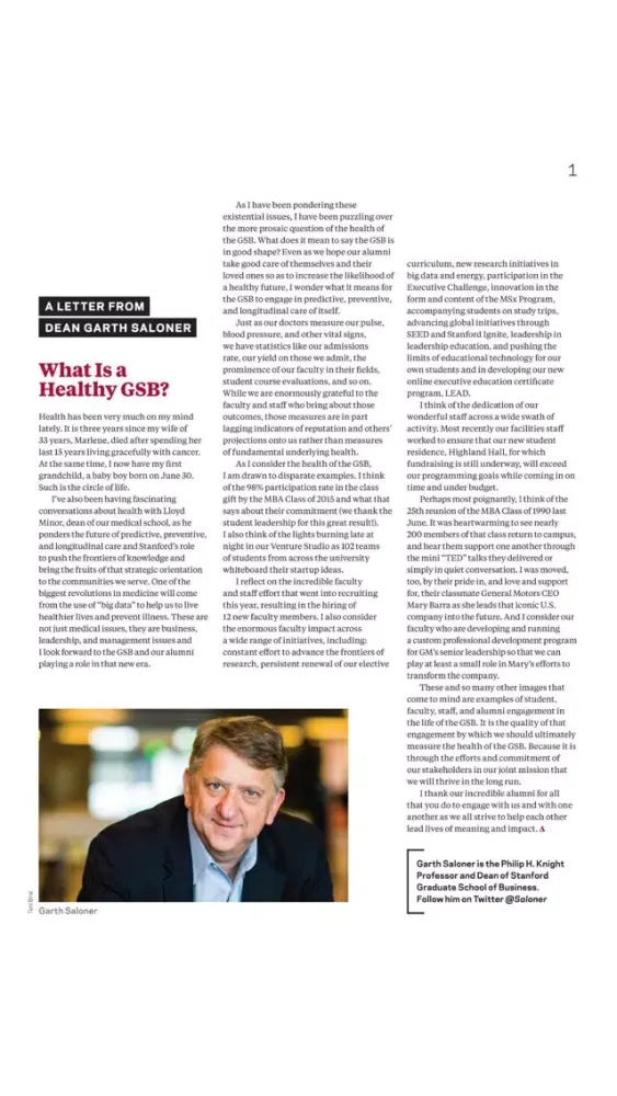 Zrzuty ekranu Stanford Business Magazine