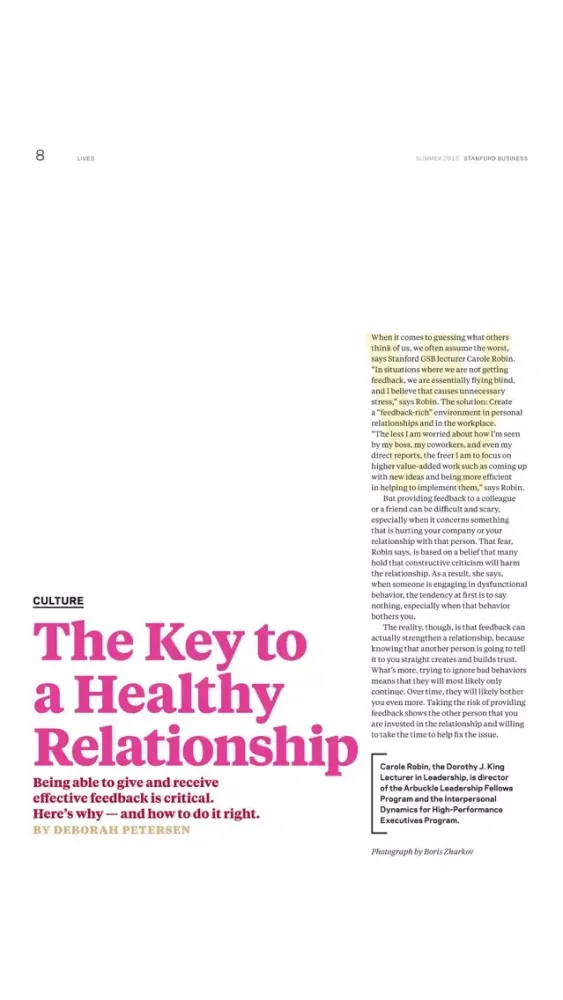 Zrzuty ekranu Stanford Business Magazine