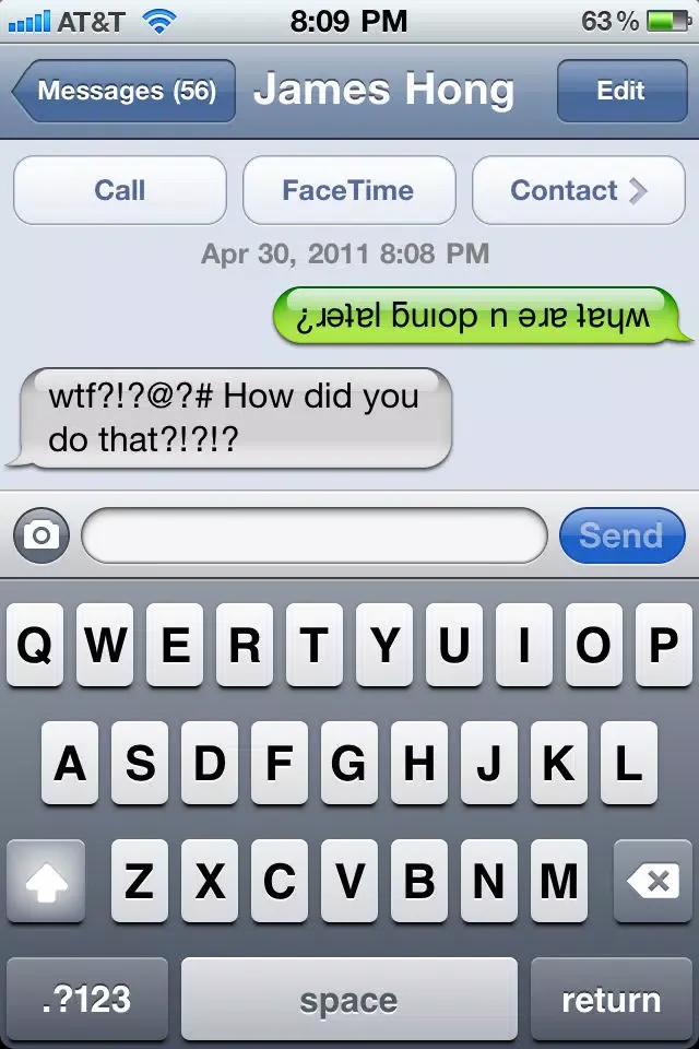 Tangkapan skrin Texting Upside Down Free
