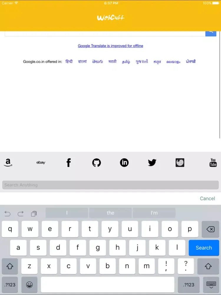 Ảnh chụp màn hình của WebCuff iPad 