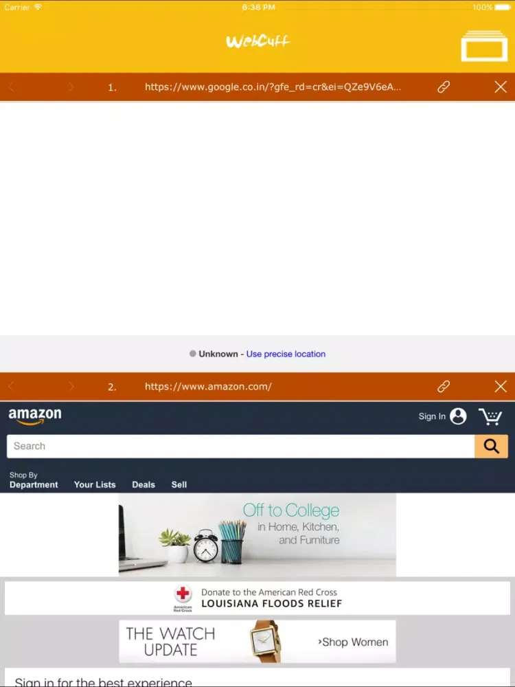Ảnh chụp màn hình của WebCuff iPad 