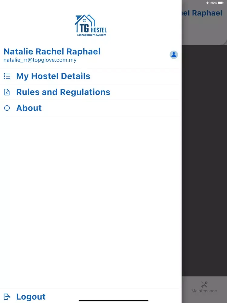 TG Hostel Management App iPad  スクリーンショット