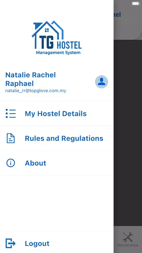 TG Hostel Management App スクリーンショット