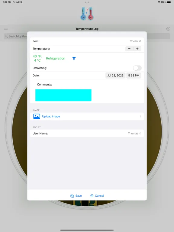Temperature Log iPad  Screenshots
