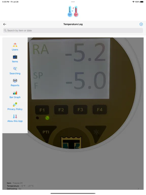 Temperature Log iPad  Screenshots
