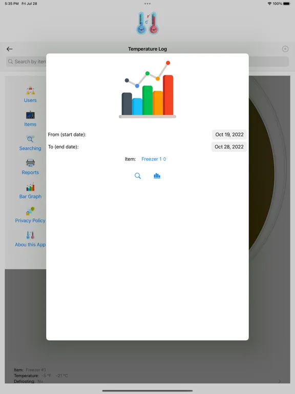 Temperature Log iPad  Screenshots
