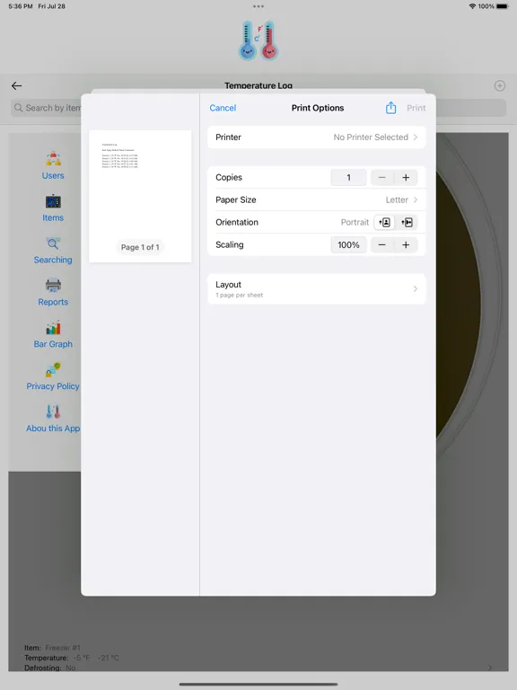 Temperature Log iPad  Screenshots