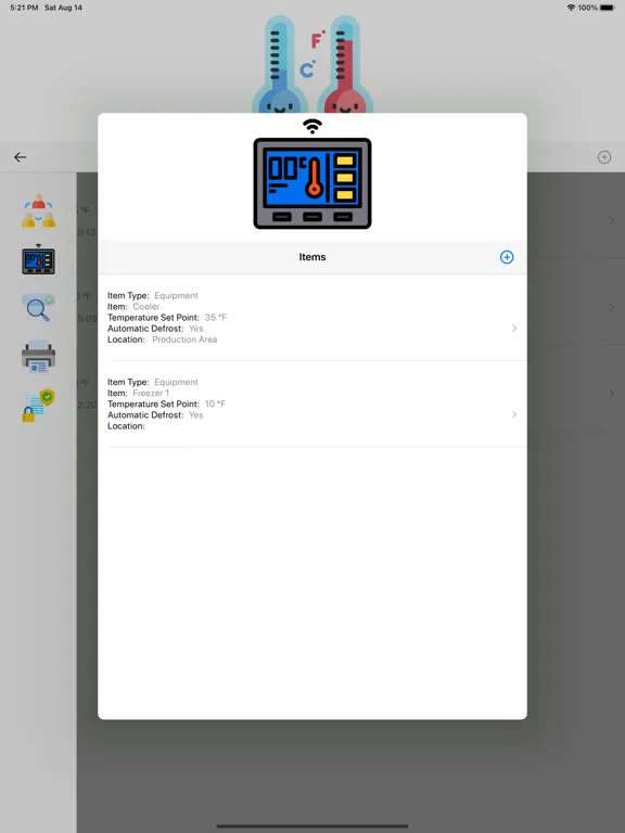 Temperature Log iPad  Screenshots