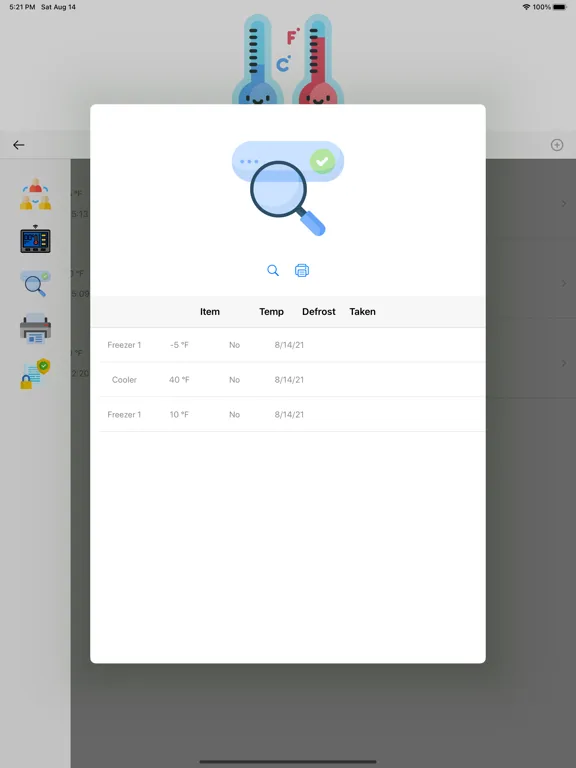 Temperature Log iPad  Screenshots