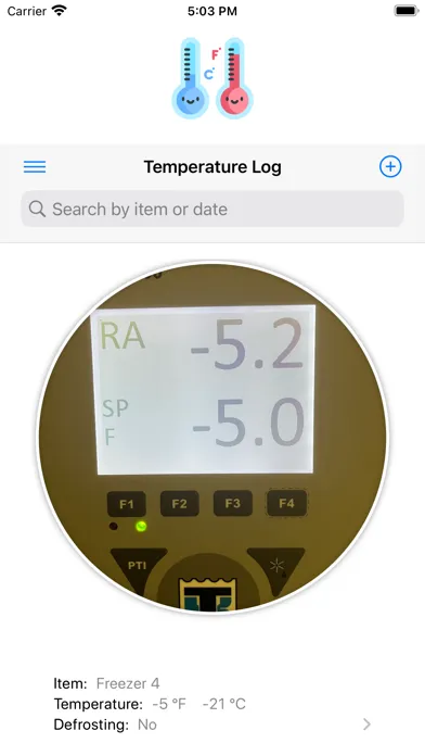 Temperature Log Screenshots