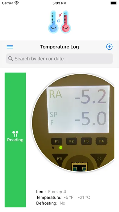Temperature Log Screenshots