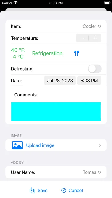 Temperature Log Screenshots