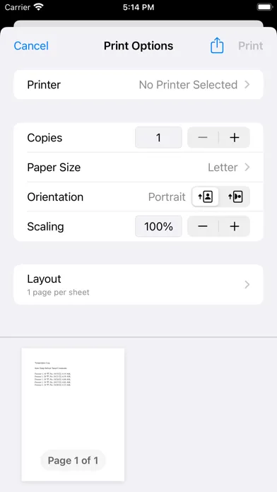 Temperature Log Screenshots