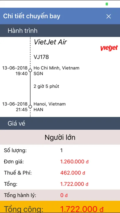Tangkapan layar Mua Vé Rẻ