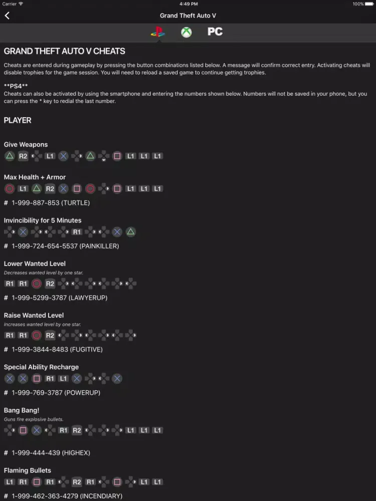 Capturas de tela do Cheats for GTA - for all Grand Theft Auto games iPad 