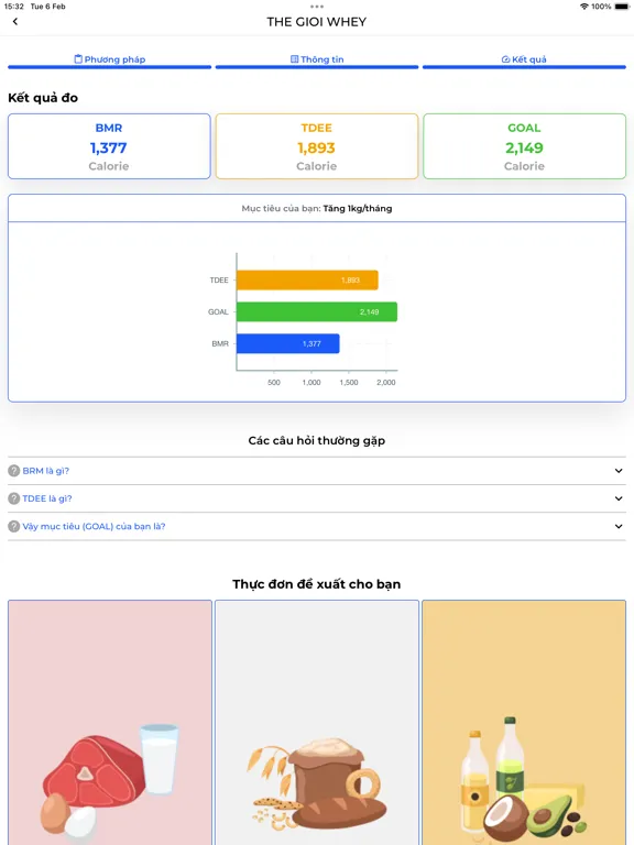 Thegioiwhey TDEE Calculator iPad  স্ক্রিনশট