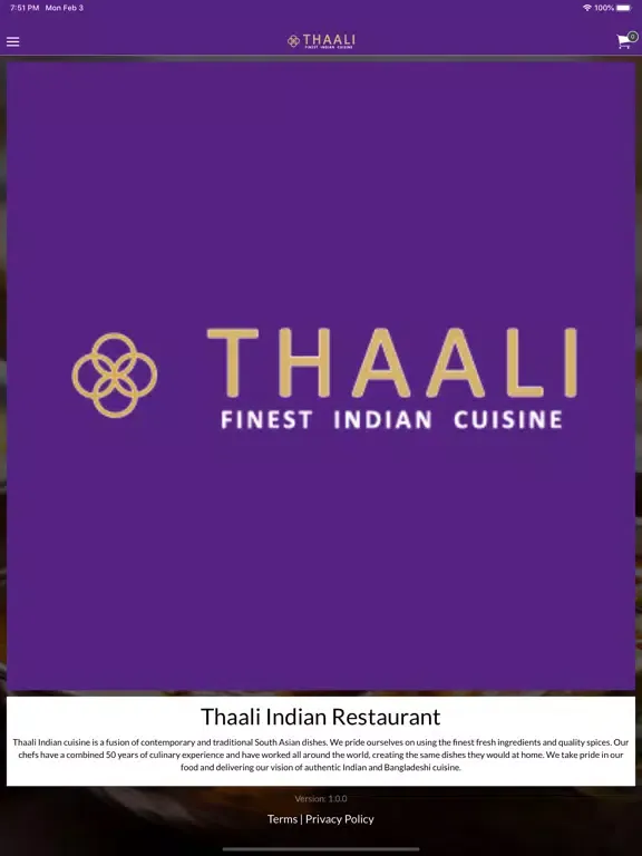 Capturas de pantalla de Thaali Indian Restaurant iPad 