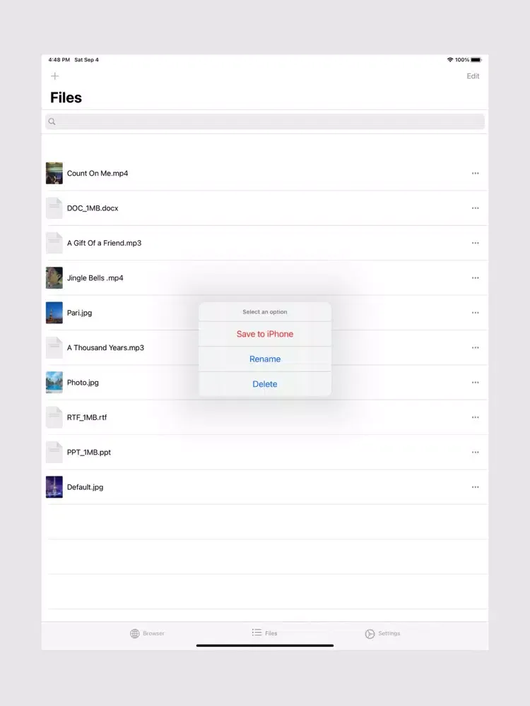 Capturas de tela do iFile: File Manager iPad 