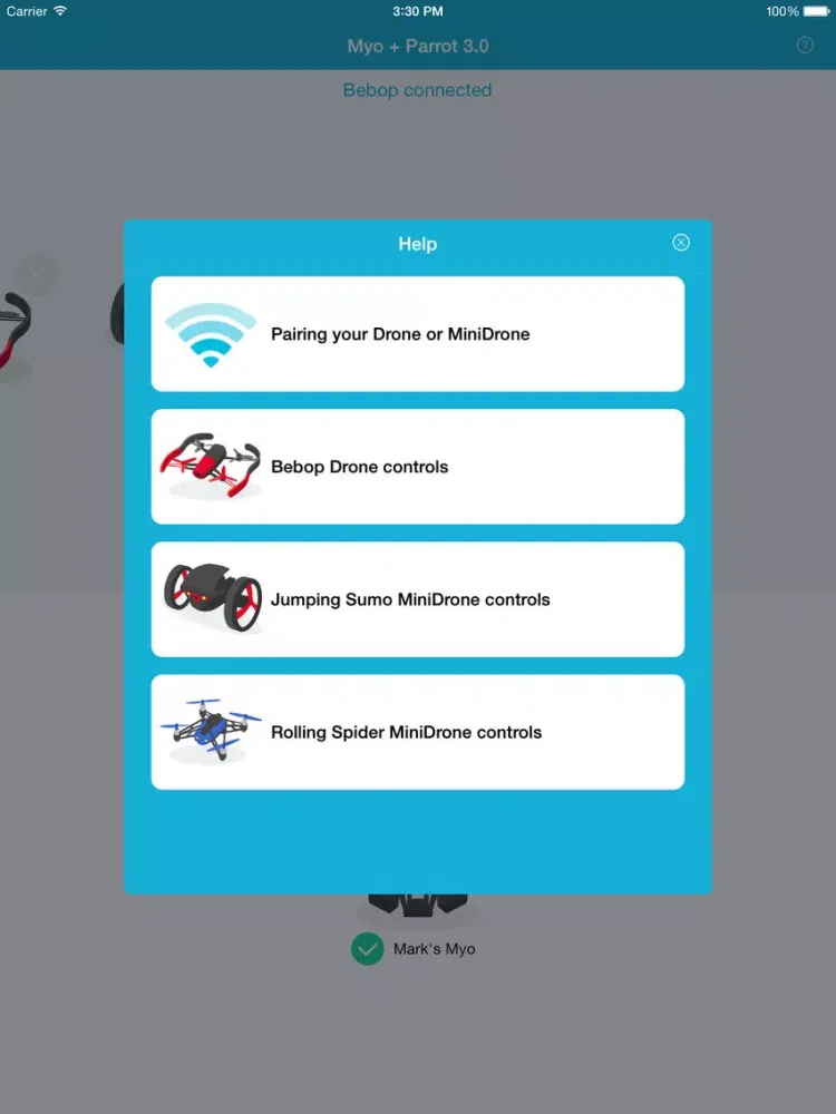 Myo + Parrot 3.0 iPad 应用截图