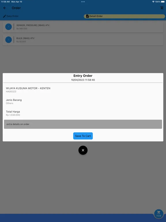 Zrzuty ekranu Yamaha Thamrin Order Part iPad 
