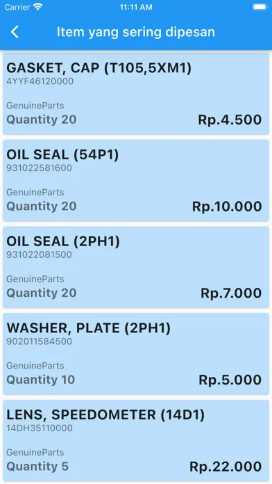 Zrzuty ekranu Yamaha Thamrin Order Part