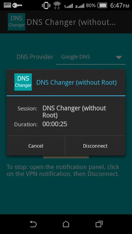 ภาพหน้าจอของ DNS Changer (without Root)