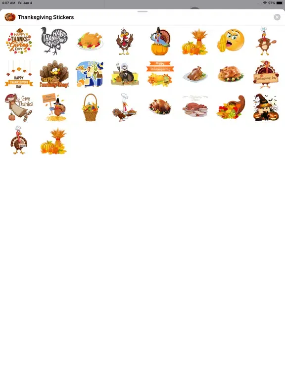 Capturas de tela do Thanksgiving Emoji Stickers iPad 