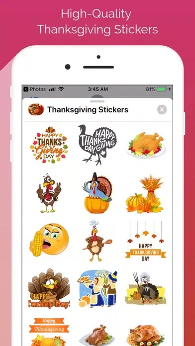 Capturas de tela do Thanksgiving Emoji Stickers