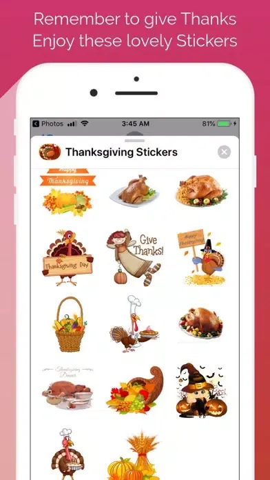 Capturas de tela do Thanksgiving Emoji Stickers