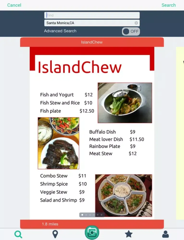 Capturas de tela do Thanku Menu iPad 