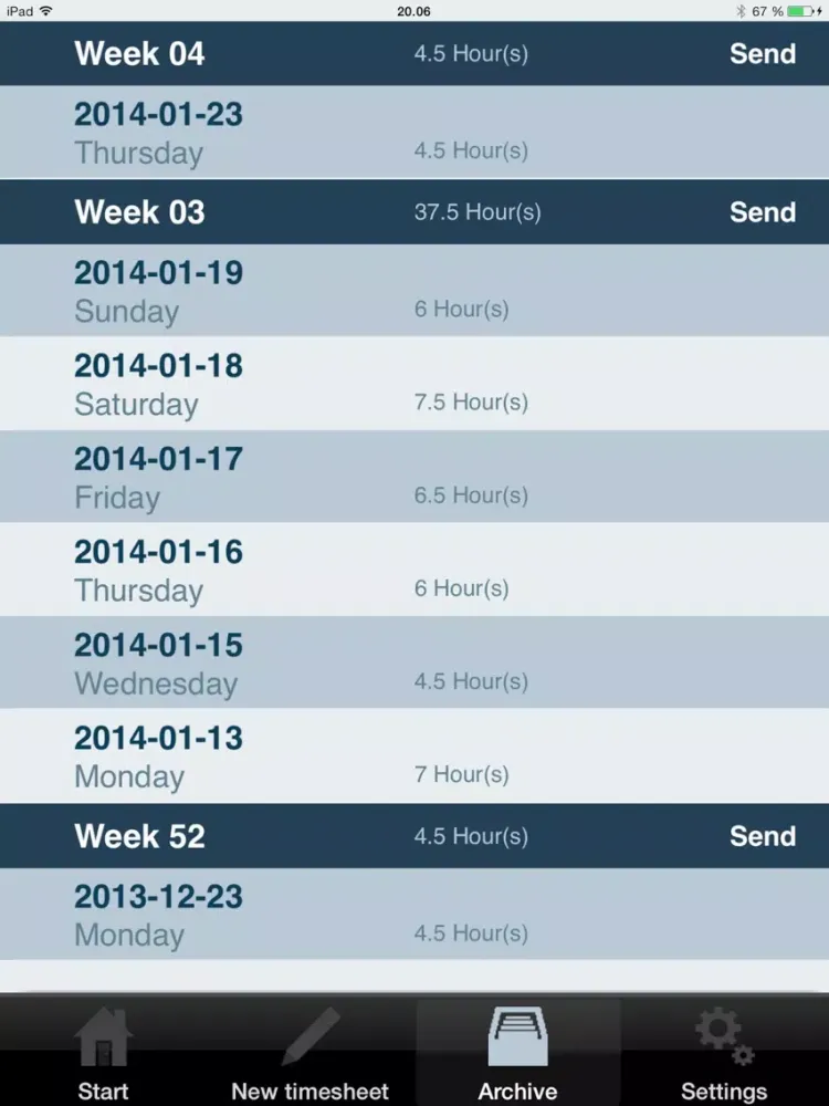 ภาพหน้าจอของ Daily Timesheet iPad 