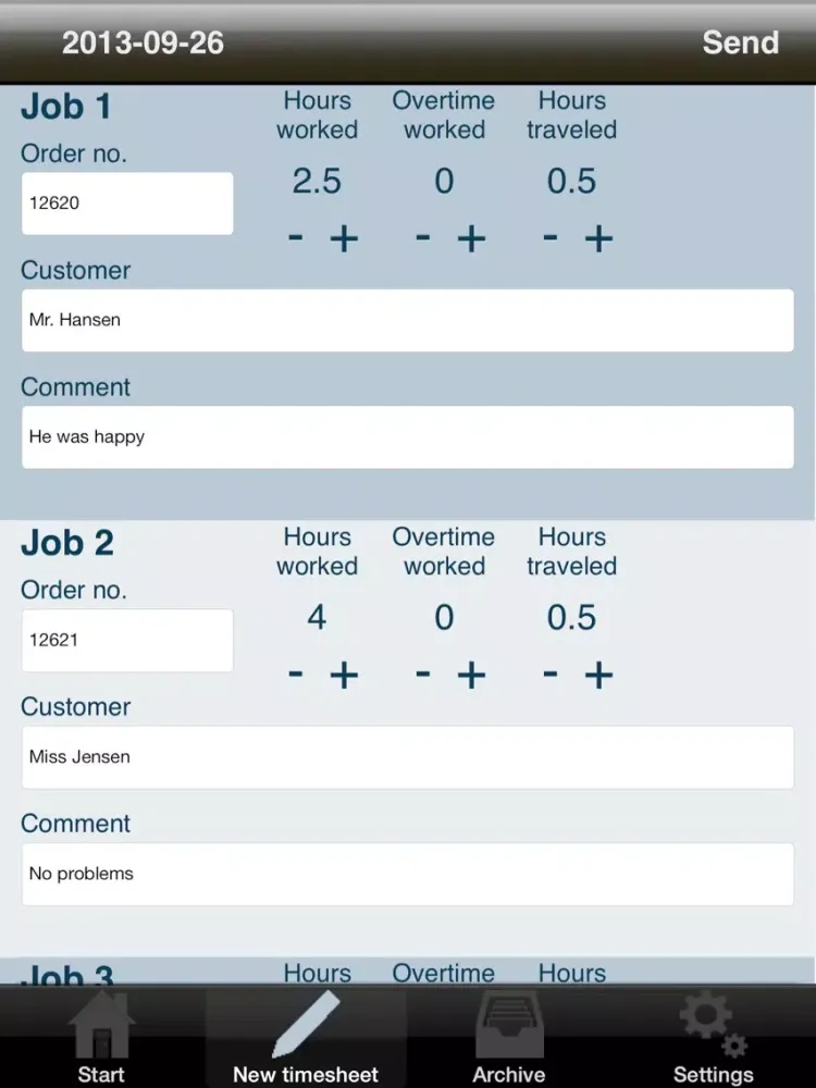 ภาพหน้าจอของ Daily Timesheet iPad 