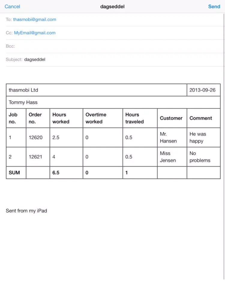 ภาพหน้าจอของ Daily Timesheet iPad 