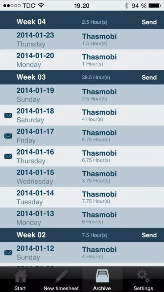 ภาพหน้าจอของ Daily Timesheet