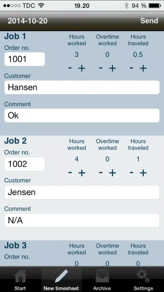 ภาพหน้าจอของ Daily Timesheet