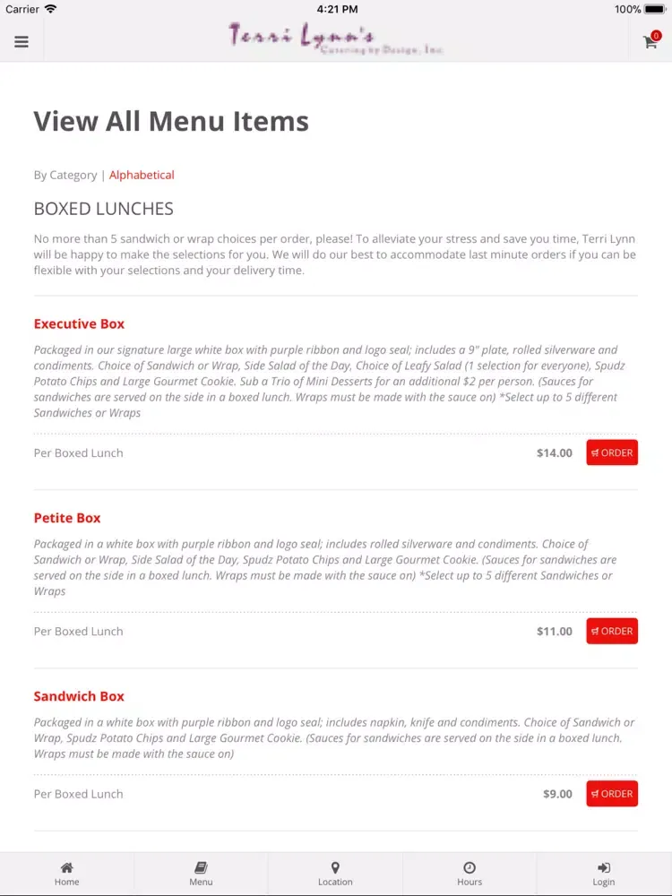 Terri Lynn's Catering iPad 應用截圖