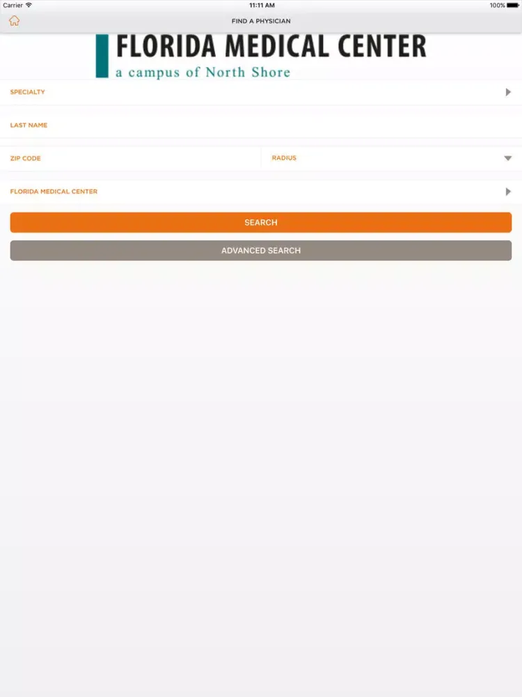 Tangkapan layar Florida Medical Center iPad 
