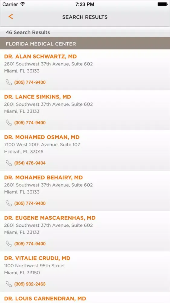 Tangkapan layar Florida Medical Center