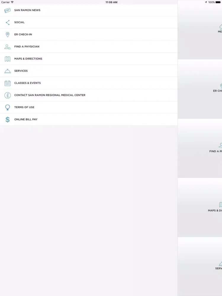 Ảnh chụp màn hình của San Ramon Medical Center iPad 