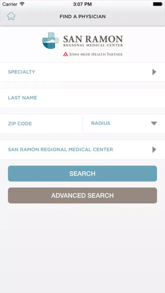 Ảnh chụp màn hình của San Ramon Medical Center