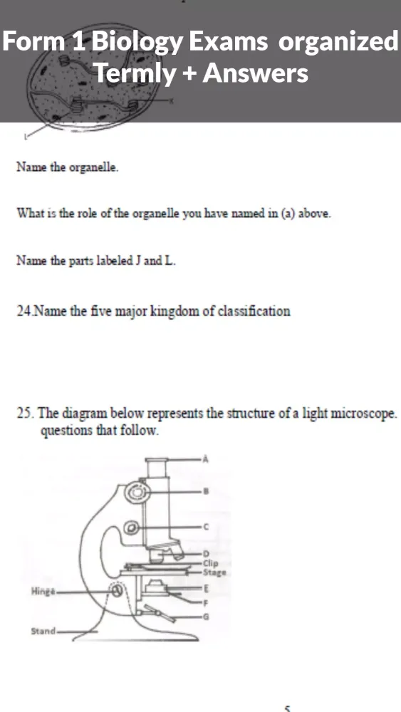 Screenshot di Biology Form 1 Exams + Answers