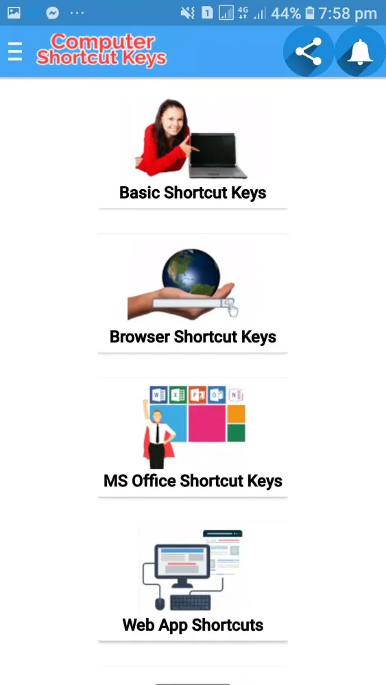 Computer Shortcut Key Learning Screenshots