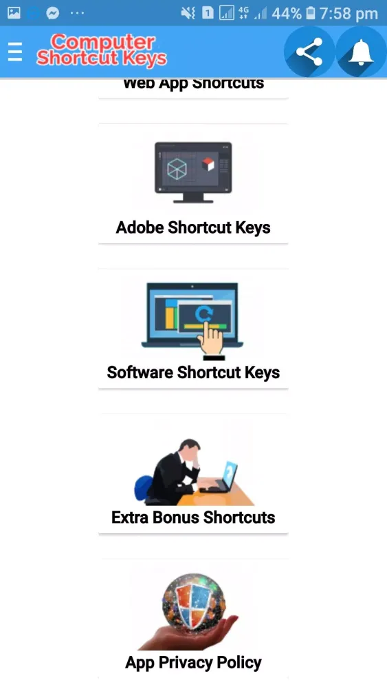 Computer Shortcut Key Learning Screenshots