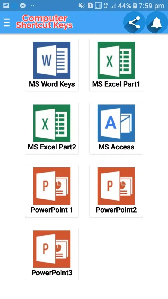 Computer Shortcut Key Learning Screenshots