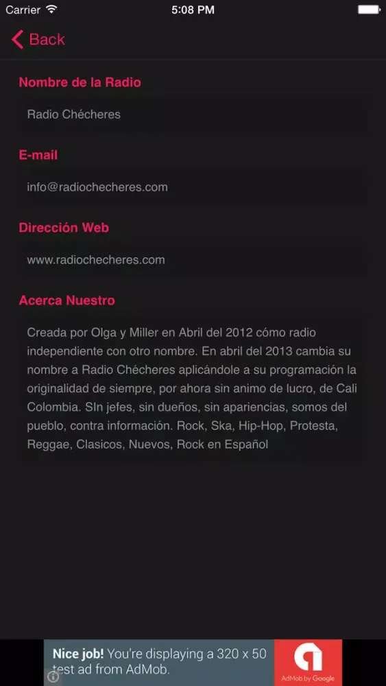 Capturas de pantalla de Radio Checheres
