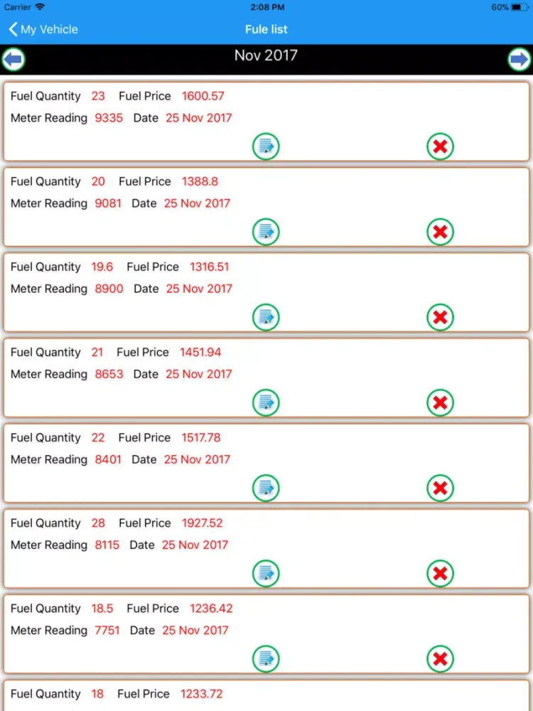 Vehicle Mileage & Expense iPad  Screenshots