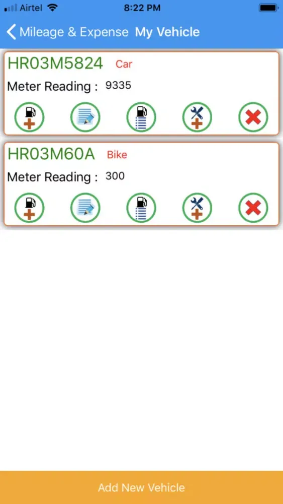 Vehicle Mileage & Expense Screenshots