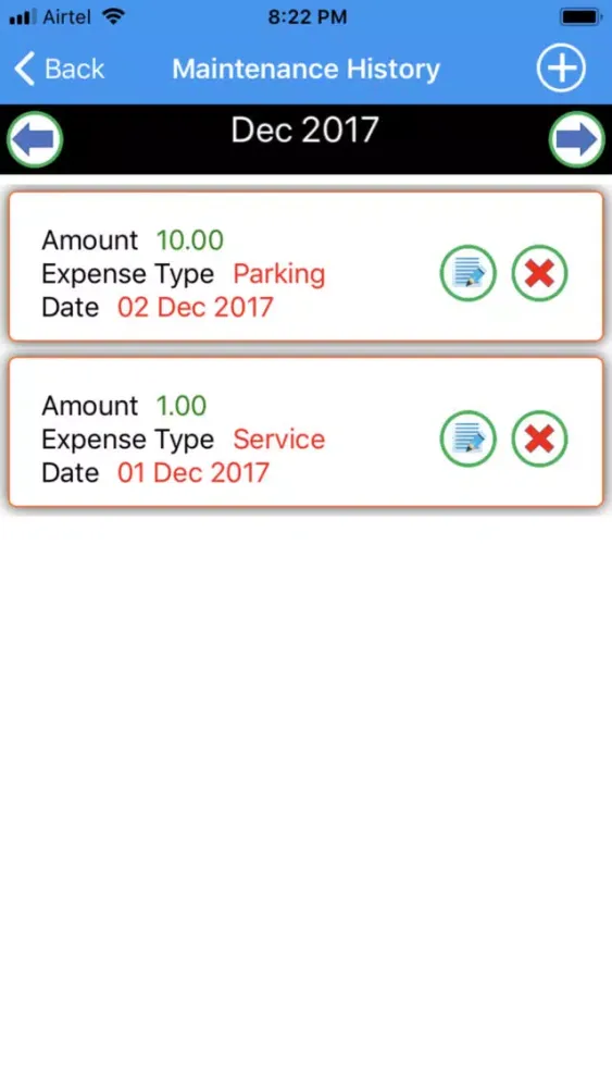 Vehicle Mileage & Expense Screenshots