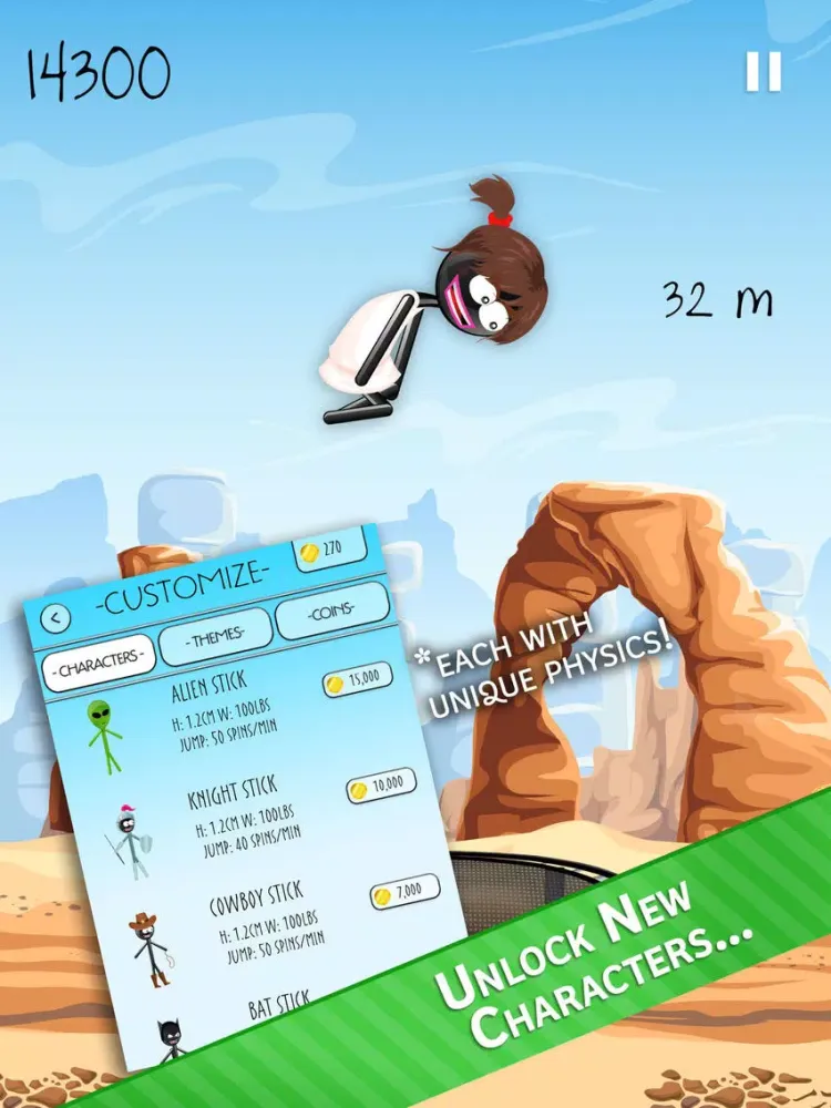 Ảnh chụp màn hình của Stickman Trampoline PRO - Extreme Flip Action! iPad 