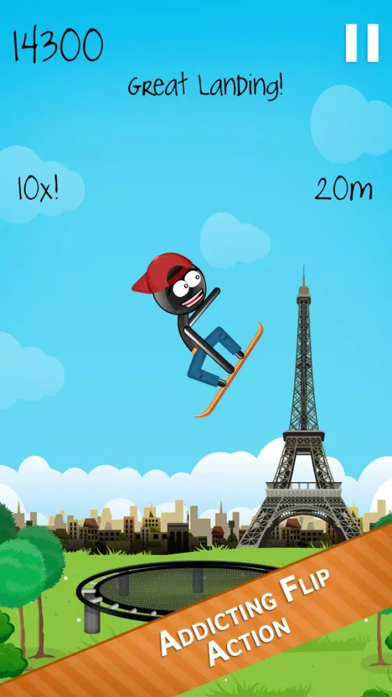 Ảnh chụp màn hình của Stickman Trampoline PRO - Extreme Flip Action!